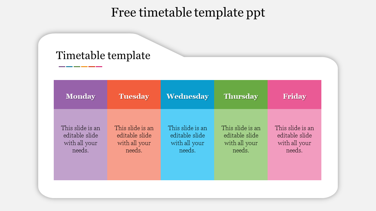 free timetable template ppt